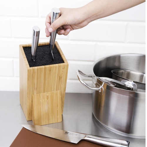 Vogue EUTR Wooden Universal Knife Block 245x120x155mm - CP862