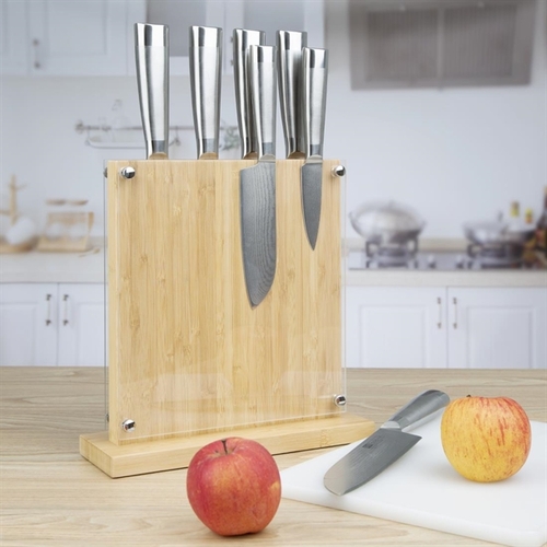 Vogue Magnetic Knife Block Bamboo 290x270x120mm - FS663