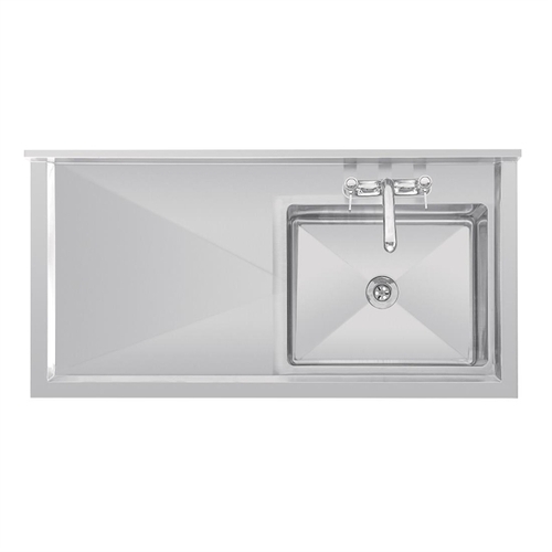 Vogue Single Bowl Sink R/H Drainer (90mm Drain) 1200mm - HC903