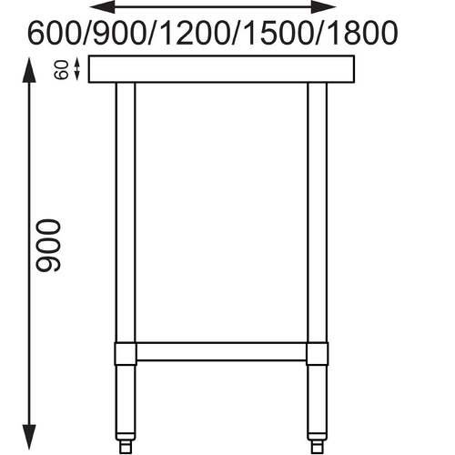 Vogue Stainless Steel Prep Table 1200x600x900mm - T376