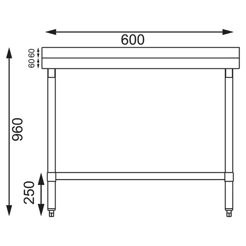 Vogue Stainless Steel Prep Table with Splashback 600x600x900mm - T379