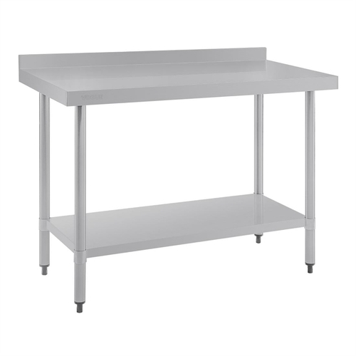 Vogue Stainless Steel Prep Table with Splashback 1200x600x900mm - T381