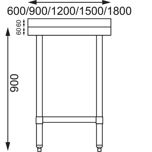 Vogue Stainless Steel Prep Table with Splashback 600x600x900mm - T379