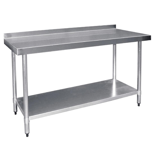 Vogue Stainless Steel Prep Table with Splashback 1800x600x900mm - T383