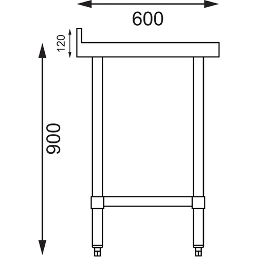 Vogue Stainless Steel Prep Table with Splashback 600x600x900mm - T379