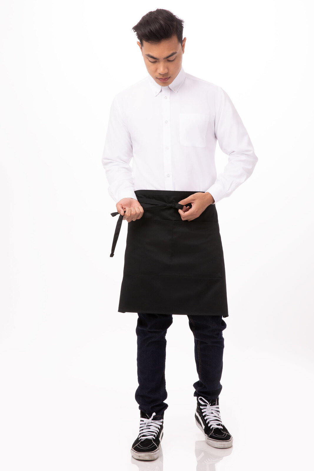 Chef Works Half Black Apron F28 BLK   F28 BLK 