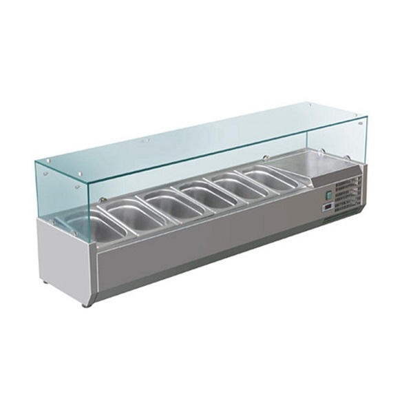 FED-X XVRX1500-380 - Stainless Steel Salad Bench with Glass Canopy - 6 ...
