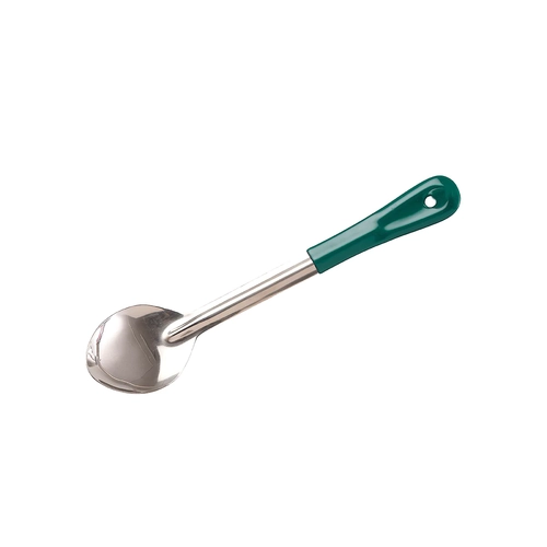 Chef Inox Basting Spoon Solid Stainless Steel 100x70x330mm Green Handle - 03313-GN