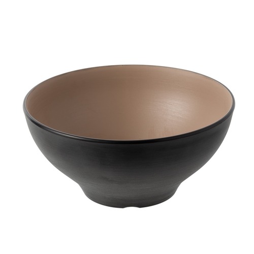 Coucou Melamine Round Bowl 21cm - Beige & Black - 11BW21EB