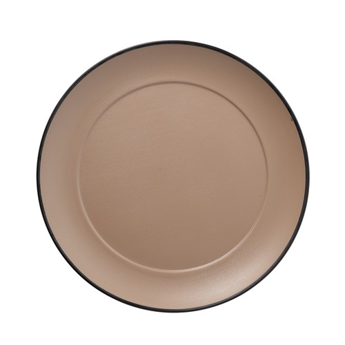 Coucou Melamine Round Plate 26cm - Beige & Black - 11PL26EB