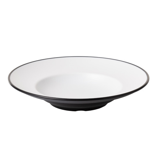 Coucou Melamine Round Deep Plate 26.5cm - White & Black - 11PL26WB1