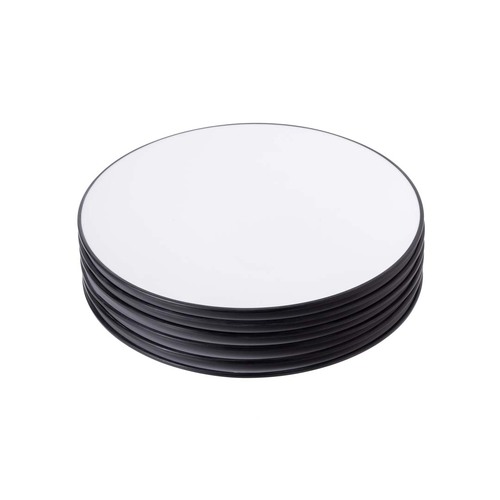 Coucou Melamine Side Plate 20.5cm - White & Black (Box of 6) - 11PS20WB