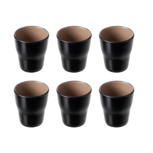 Coucou Melamine 260ml Tumblers - Beige & Black (Box of 6) - 11TB26EB