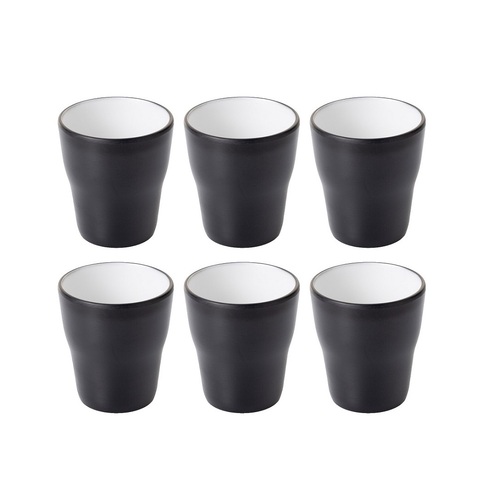 Coucou Melamine 260ml Tumblers - White & Black (Box of 6) - 11TB26WB