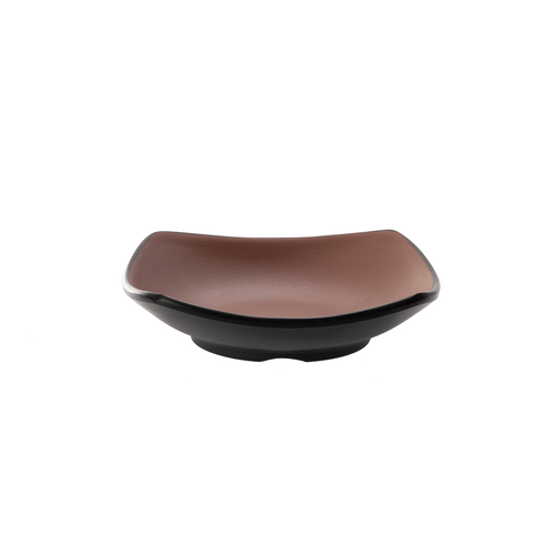 Coucou Melamine Square Sauce Dish 13 x 13cm - Brown & Black - 13BW13BB