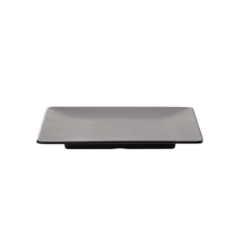 Coucou Melamine Square Plate 17.5 x 17.5cm - Grey & Black - 13PL17GB