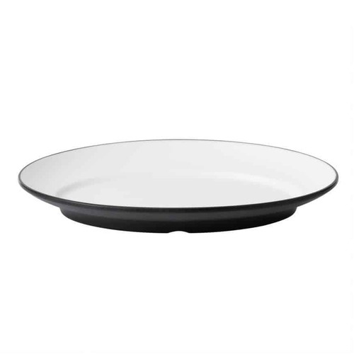 Coucou Melamine Oval Plate 31 x 22cm - White & Black - 14BW31WB