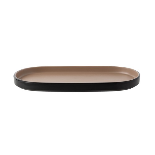 Coucou Melamine Dual Colour Oblong Plate 23.5x11cm - Beige & Black - 14PL23EB