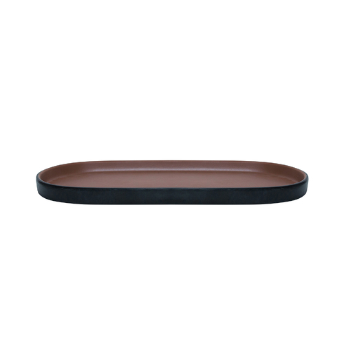 Coucou Melamine Oval Plate 26.2x12.8x1.8cm - Brown & Black - 14PL26BB