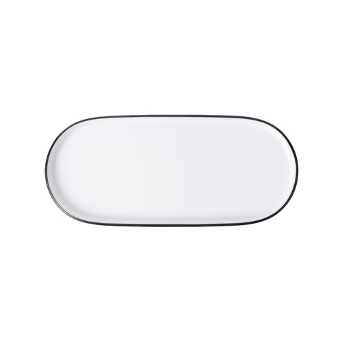 Coucou Melamine Dual Colour Oblong Plate 29x13cm - White & Black - 14PL29WB