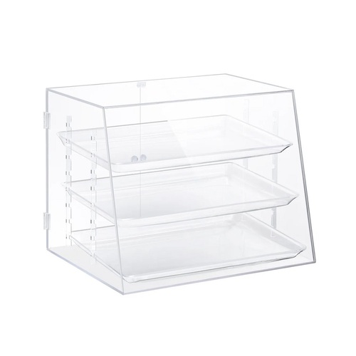 Acrylic 3 Tier Slanted Cake Display Cabinet with Adjustable Shelves 53 x 44 x 42cm - 265477