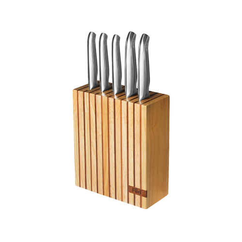 Furi Pro Rubberwood Knife Block Set with Sharpener 7pc - 27108