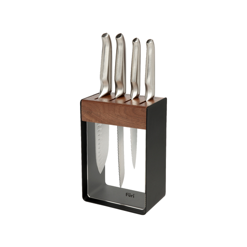 Furi Pro Clean and Store Stainless Steel Knife Block Black Set 5pc - 27125