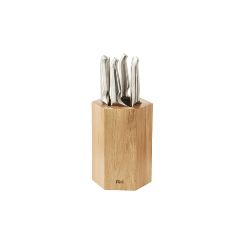 Furi Pro Hexagonal Magnetic Acacia Wood Knife Block Set 7pc - 27198