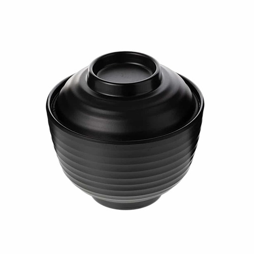 Coucou Melamine Round Bowl with Cover 9.5cm - Black - 31BW04BK