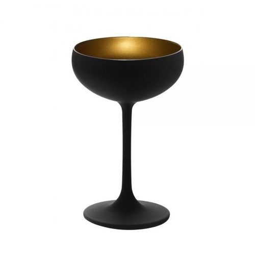 Stolzle Olympic Champagne Coupe 230ml Matt Black/Gold (Box of 24) - 365-405