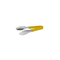 Colour Coded Tong PVC Coated Handle 230mm Yellow Stainless Steel, One Piece  - 48009-Y