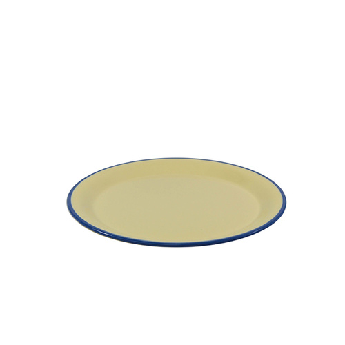 Jab Vintage Yellow/Blue Rim Enamel Look Round Melamine Plate 190mm (Box of 6) - 49920