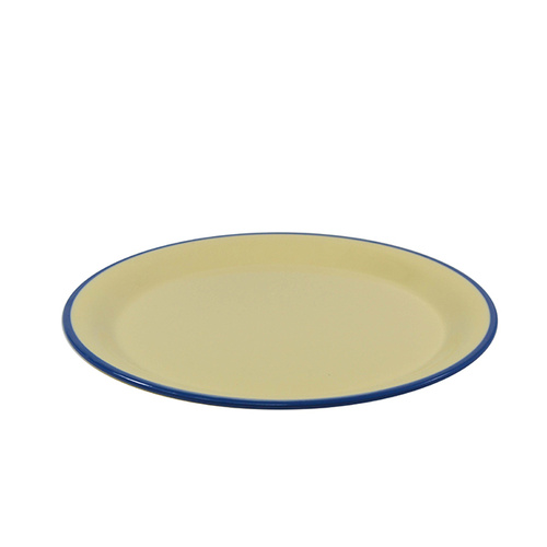 Jab Vintage Yellow/Blue Rim Enamel Look Round Melamine Plate 255mm (Box of 6) - 49921