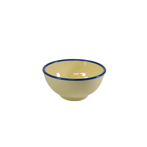 Jab Vintage Yellow/Blue Rim Melamine Enamel Look Round Bowl 125x60mm (Box of 6) - 49925