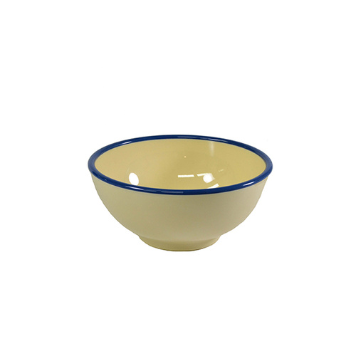 Jab Vintage Yellow/Blue Rim Melamine Enamel Look Round Bowl 150x70mm (Box of 6) - 49926