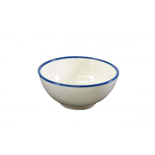 Jab Vintage Cream/Blue Rim Enamel Look Round Melamine Bowl 125x60mm (Box of 6) - 49935