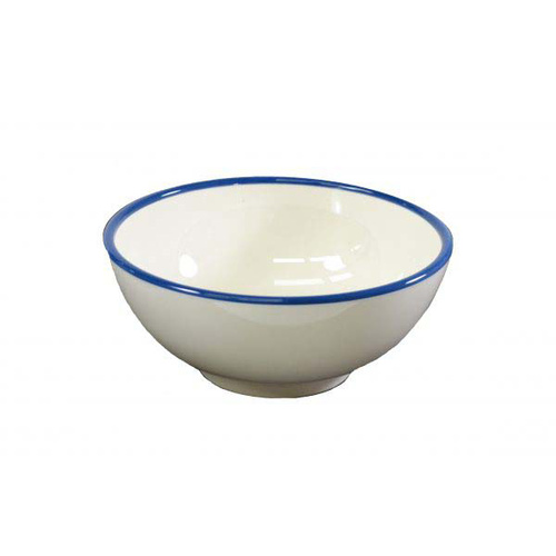 Jab Vintage Cream/Blue Rim Enamel Look Round Melamine Bowl 150x70mm (Box of 6) - 49936