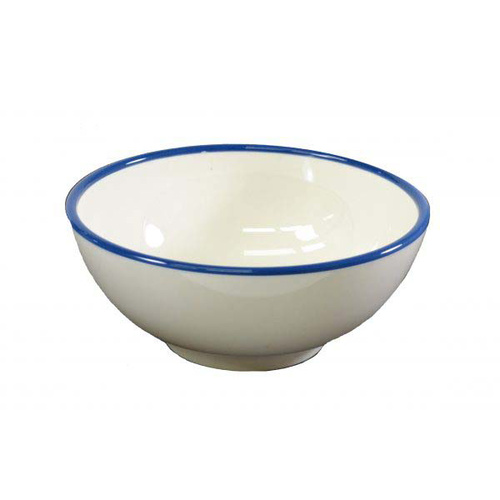 Jab Vintage Cream/Blue Rim Enamel Look Round Melamine Bowl 175x80mm (Box of 6) - 49937