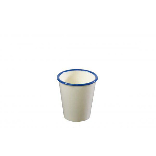 Jab Vintage Cream/Blue Rim Enamel Melamine Look Tumbler 80x90mm (Box of 6) - 49939