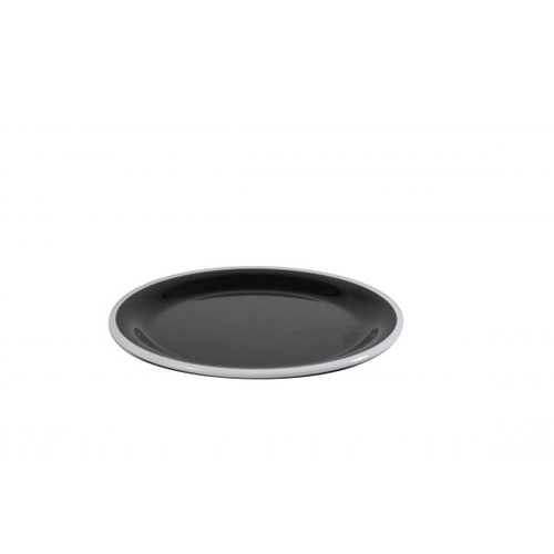 Jab Vintage Black/White Rim Enamel Melamine Look Round Plate 190mm (Box of 6) - 49940