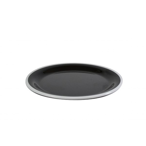 Jab Vintage Black/White Rim Enamel Look Round Melamine Plate 255mm (Box of 6) - 49941