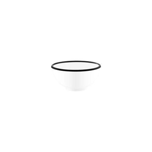 Jab Vintage White/Black Rim Enamel Look Round Melamine Bowl 125x60mm (Box of 6) - 49955