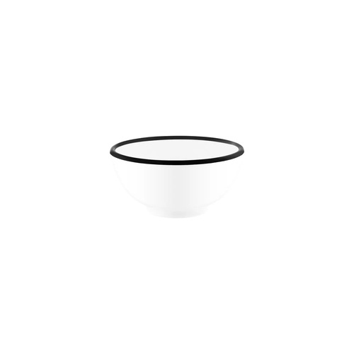 Jab Vintage White/Black Rim Enamel Look Round Melamine Bowl 150x70mm (Box of 6) - 49956