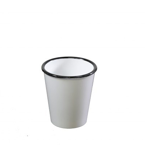 Jab Vintage White/Black Rim Melamine Enamel Look Tumbler 80x90mm (Box of 6) - 49959