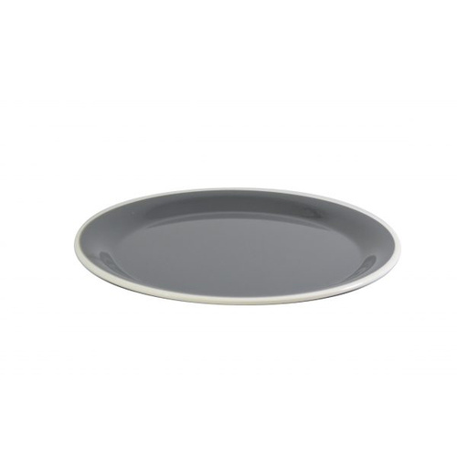 Jab Vintage Grey/White Rim Enamel Look Round Melamine Plate 190mm (Box of 6) - 49960