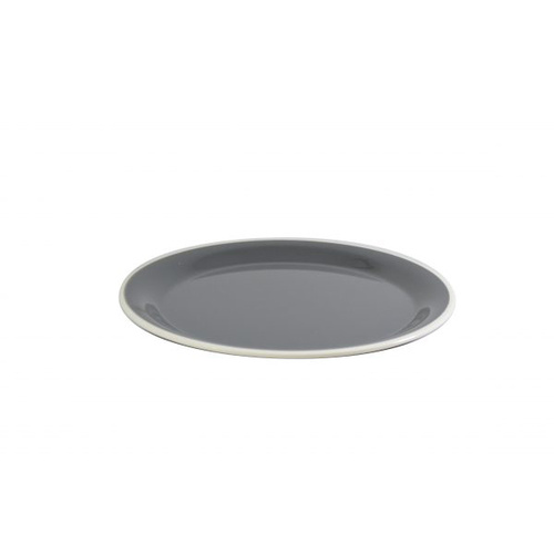 Jab Vintage Grey/White Rim Enamel Look Round Melamine Plate 255mm (Box of 6) - 49961