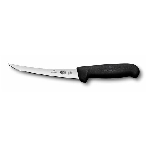 Victorinox Fibrox Boning Knife, Curved Narrow Blade 120mm, Black Handle - 5.6603.12