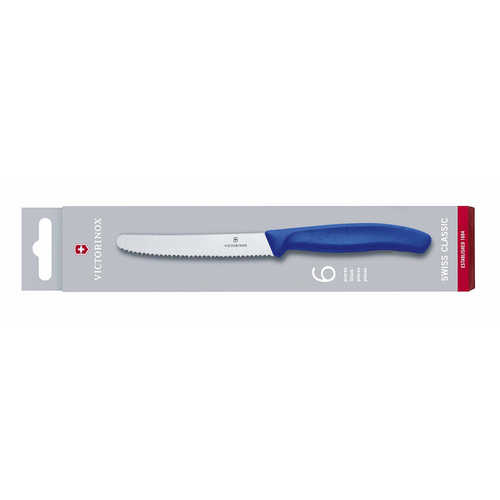 Victorinox Classic Wavy Edge Steak and Tomato Knife 6 Piece Set 110mm Blue - 6.7832.6