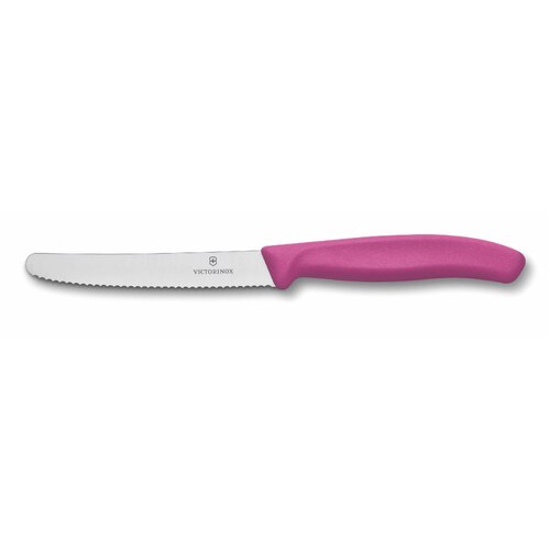 Victorinox Classic Wavy Edge Steak and Tomato Knife 110mm Pink - 6.7836.L115