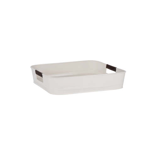 Coney Island Galvanised Creme P/C Square Tray with Leather Handle 365 x 75mm - 78830